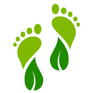 Carbon footprint - green footprints representing environmental sensitivity